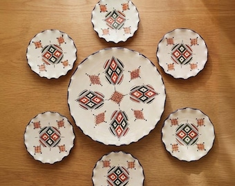 Servizio da tavola in ceramica marocchina fatto a mano / piatti tradizionali in ceramica artigianale / piatto decorativo / arte per la cucina / regalo per l'inaugurazione della casa / decorazioni per la casa