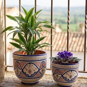 Handmade Moroccan ceramic planter _ traditional hand-painted pottery flower pot _ indoor outdoor plant pot _ home decor _ new home gifts
