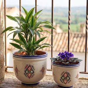 Handmade Moroccan ceramic planter _ traditional hand-painted pottery flower pot _ indoor outdoor plant pot _ home decor _ new home gifts