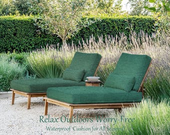 Donkergroen op maat gemaakt waterdicht buitenkussen, weerbestendig, lichtbestendig, op maat gemaakt voor terrasmeubilair