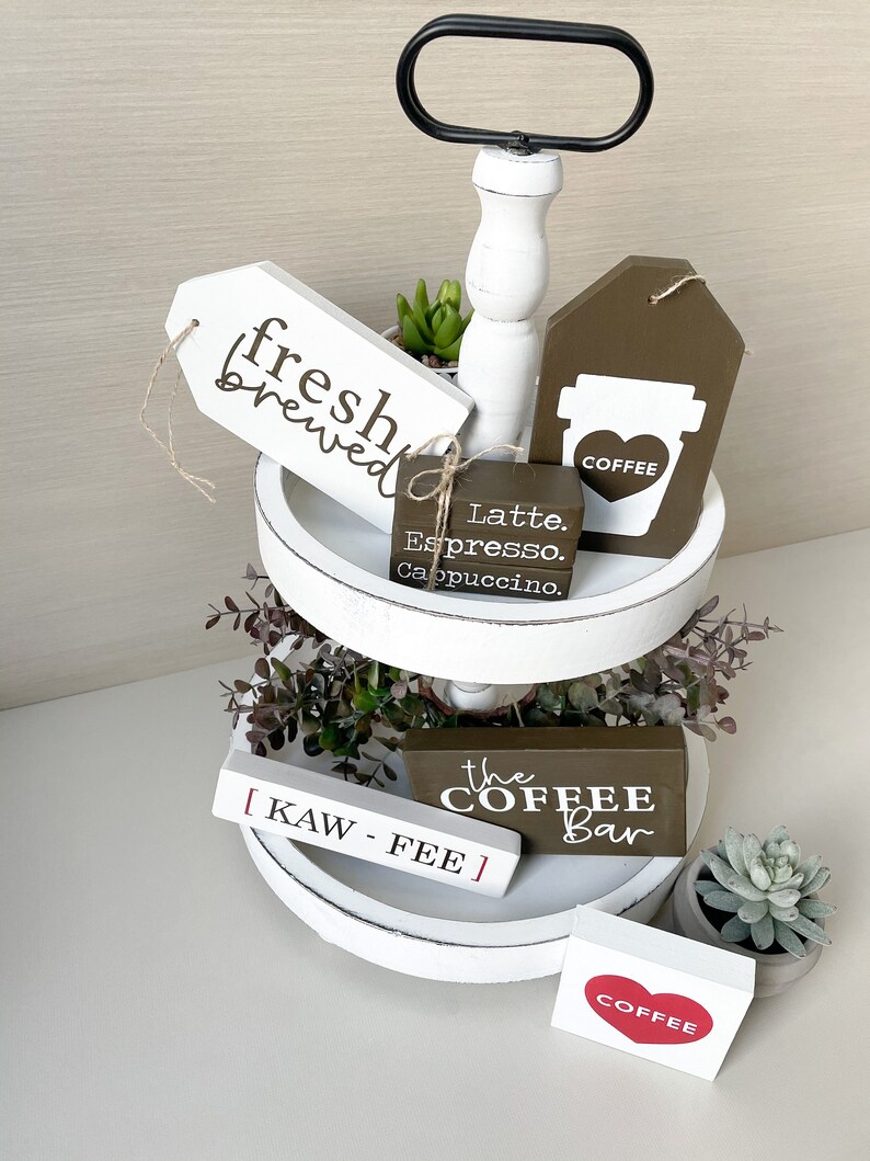 DIY Coffee Themed Tiered Tray Decor DIY Kit Etsy