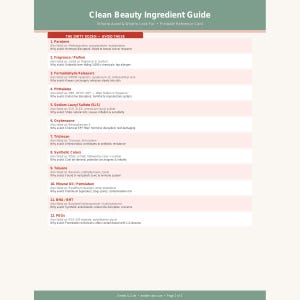 Clean Beauty Ingredient Guide — What to Avoid & What to Look For | Printable Reference Card