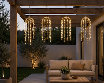 Luci solari a forma di medusa da appendere (4 pezzi) / Impermeabili, luci fatate da giardino, luci per alberi da patio, decorazioni per esterni