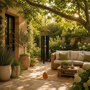Sino de Vento Metálico com Som Grave de 68 cm | Sino de Vento para Jardim Externo, Decoração de Pátio, Sino Relaxante para Áreas Externas, Presente para Jardineiro