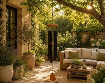 Campana de viento metálica de tono profundo de 68 cm / Campana de viento para jardín, decoración de patio, campana relajante para exteriores, regalo para jardín