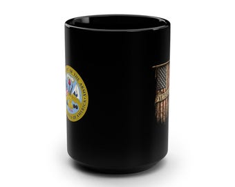 Veteran Distressed American Flag Mug | Black 15oz Ceramic