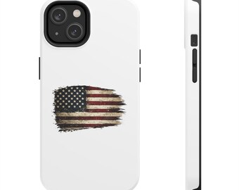 Distressed American Flag Tough Phone Case | Patriotic USA Design, Protective Shell