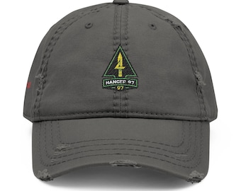 Triangle Compass Patch Dad Hat | Distressed Embroidered Cap