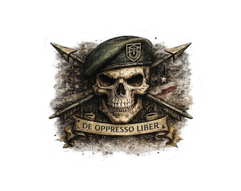 Special Forces | Skull with Beret and Crossed Arrows Kiss-Cut Stickers | Military Skull Sticker