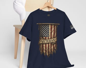 Veteran American Flag Shield T-Shirt | Distressed Military Tribute