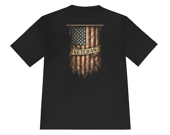 Veteran Distressed American Flag Tee | Military Emblem Chest