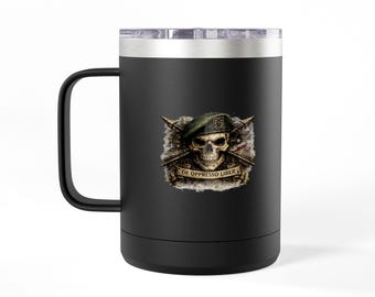 Distressed American Flag Mug Tumbler, 15oz Insulated Stainless Steel