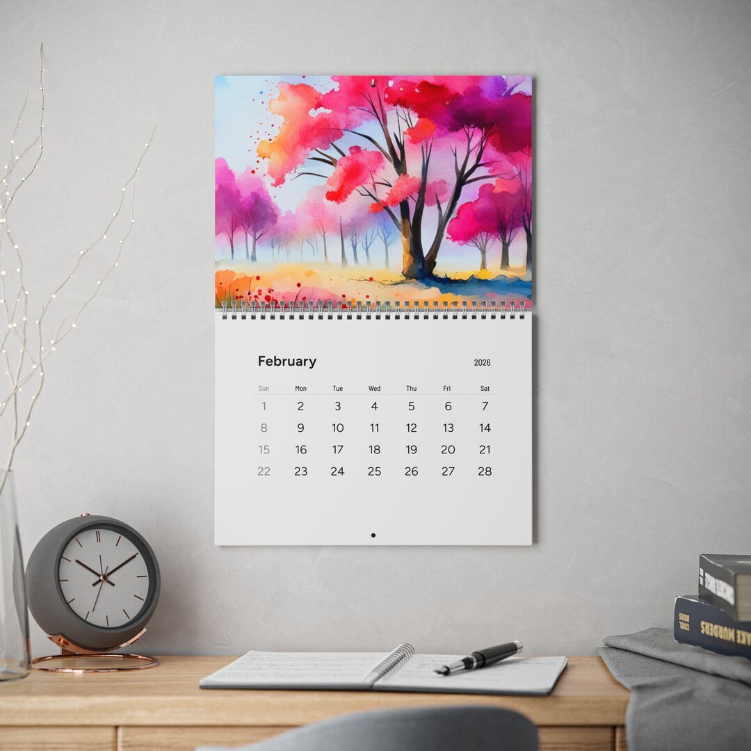 Clender Withn Tree 2026 Watercolor Tree Wall Calendar, Nature Art Monthly Planner - Etsy