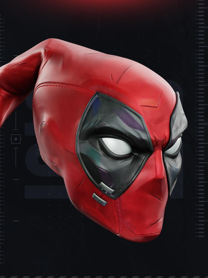 Deadpool Marvel Rivals Helmet STL (Clean & Textured Versions) | 3D Printable Cosplay Mask image 2