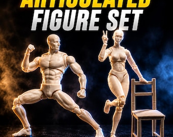 Articulated Poseable Figure Set | STL Models | Male & Female Figure 3D STL Files | Tested files | High Detail Models