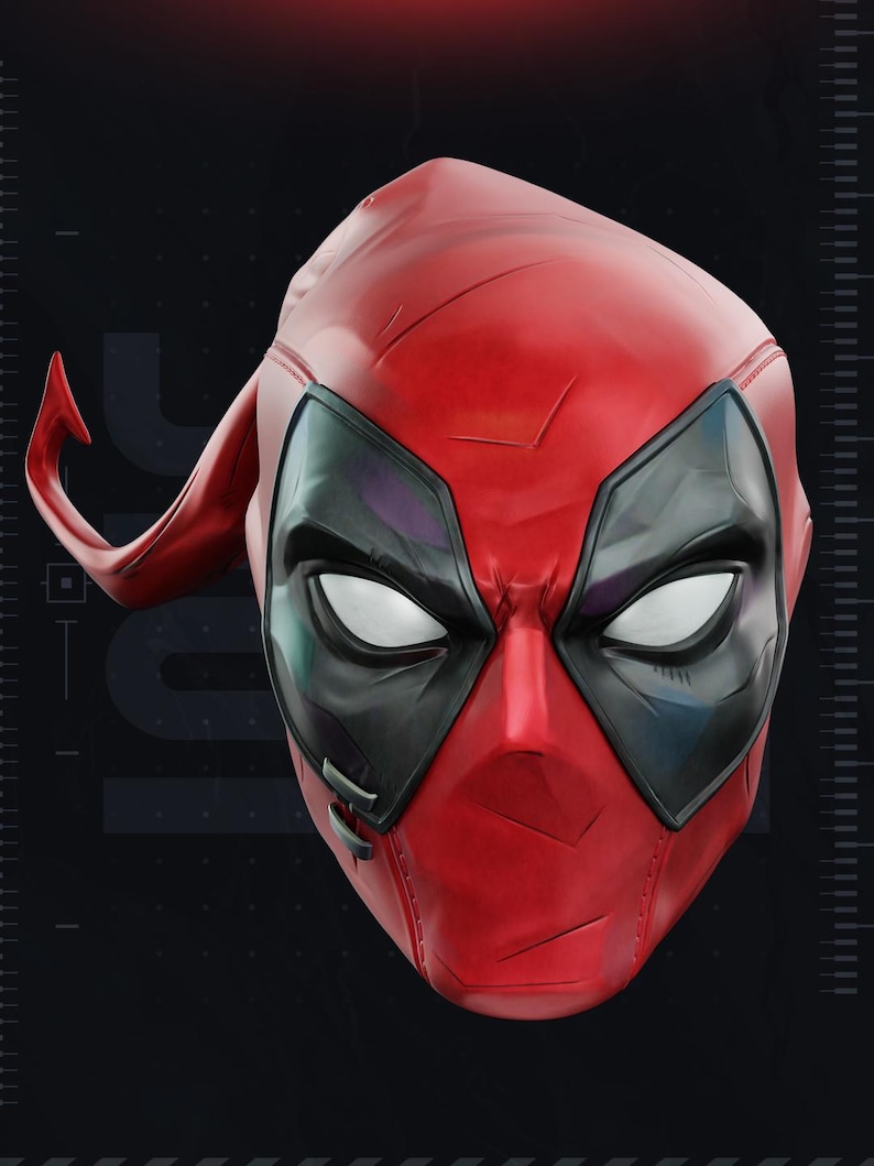 Deadpool Marvel Rivals Helmet STL (Clean & Textured Versions) | 3D Printable Cosplay Mask image 1
