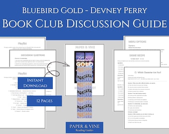 Bluebird Gold Book Club Discussion Guide: Questions, Games, Menus (Digital Download)