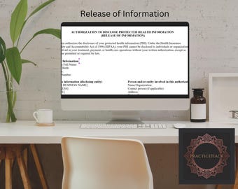 HIPAA Release of Information Form | Authorization to Disclose PHI (One‑Way or Two‑Way) | Editable Word Template for Therapists