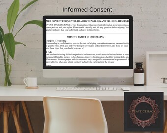 Informed Consent & Telehealth Agreement | Counseling Policies Form | Editable Word Template for Therapists