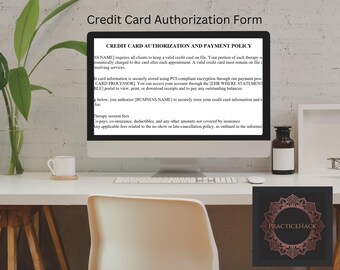 Therapy Credit Card Authorization Form | Editable Word Doc (Payment Policy)