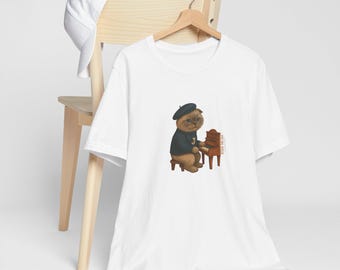 Jessie the Cat Piano Shirt, Pianist Cat Tee, Music Lover Gift, Cute Cat Graphic Shirt, Musician Gift for Cat Lovers