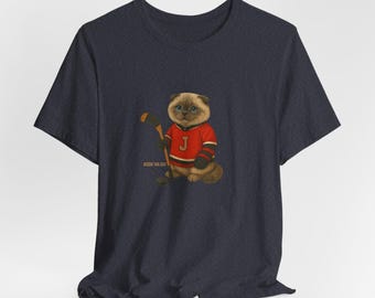 Jessie the Cat Hockey Shirt, Cat Hockey Player Tee, Hockey Lover Gift, Funny Sports Cat Shirt, Gift for Hockey Fan