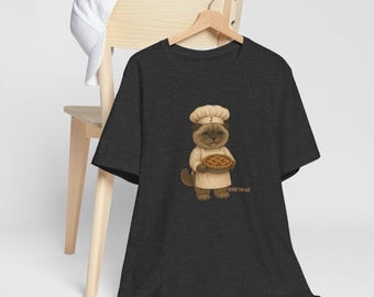 Jessie the Cat Chef Shirt, Baker Cat Tee, Pie Baking Gift, Cute Cat Graphic Shirt, Foodie Gift for Cat Lovers
