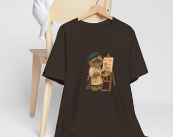 Jessie the Cat Artist Shirt, Painter Cat Tee, Art Lover Gift, Cute Cat Graphic Shirt, Creative Gift for Cat Lovers
