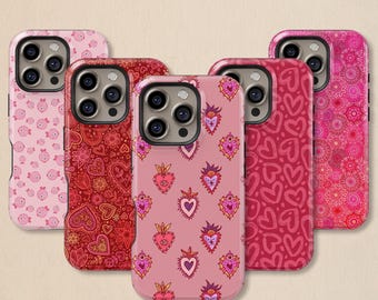 Valentine's Day Phone Case: Romantic Boho Cover for iPhone 17 16 15 14 13 12 11 + MagSafe, Samsung Galaxy S26 S25 S24 S23 Ultra