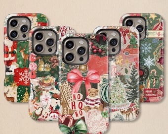 Vintage Christmas Collage Phone Case: Nostalgic Winter Cover for iPhone 17 16 15 14 13 12 11 + MagSafe, Samsung Galaxy S26 S25 S24 S23 Ultra