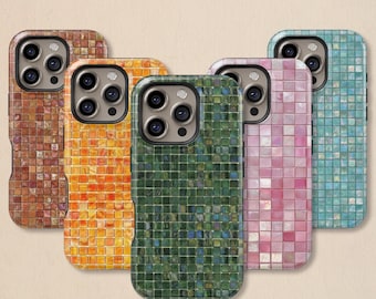 Gradient Mosaic Tough Phone Case for iPhone 11-18 Pro Max and Samsung Series