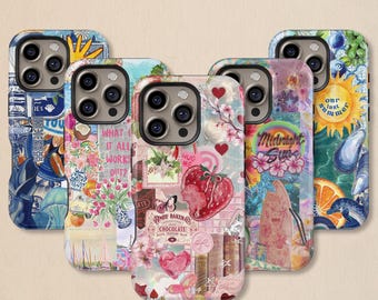 Retro Tropical Collage Phone Case: Coquette Aesthetic Cover for iPhone 17 16 15 14 13 12 11 + MagSafe, Samsung Galaxy S26 S25 S24 S23 Ultra