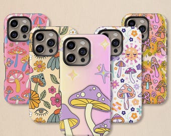 Retro Groovy Mushroom Phone Case: Trippy Cover for iPhone 17 16 15 14 13 12 11 + MagSafe, Samsung Galaxy S26 S25 S24 S23 Ultra