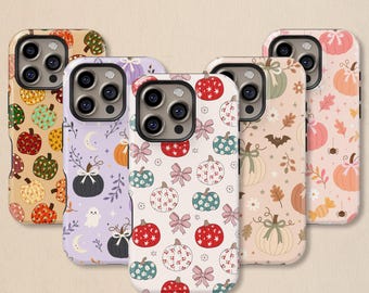 Coquette Fall Pumpkin Phone Case: Ghost Cover for iPhone 17 16 15 14 13 12 11 + MagSafe, Samsung Galaxy S26 S25 S24 S23 Ultra