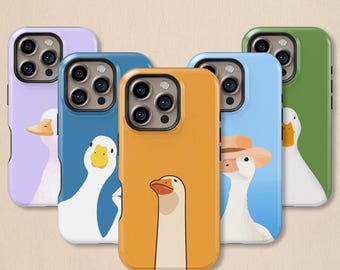 Cartoon Duck Tough Phone Case for iPhone 11-17 Pro Max and Samsung Series