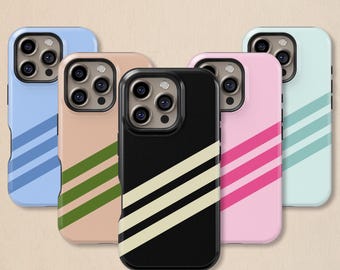 Minimalist Diagonal Stripe Phone Case: Classic Sport Cover for iPhone 17 16 15 14 13 12 11 + MagSafe, Samsung Galaxy S26 S25 S24 S23 Ultra