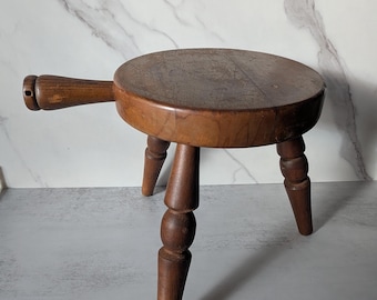 Taburete de ordeño japonés antiguo de madera