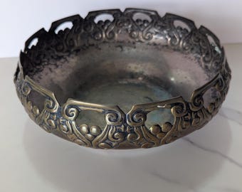 Antique Danish Art Nouveau Bronze Centerpiece Bowl
