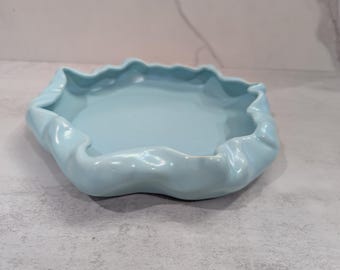 Poppy Trail Light Blue Free Form Ceramic Dish
