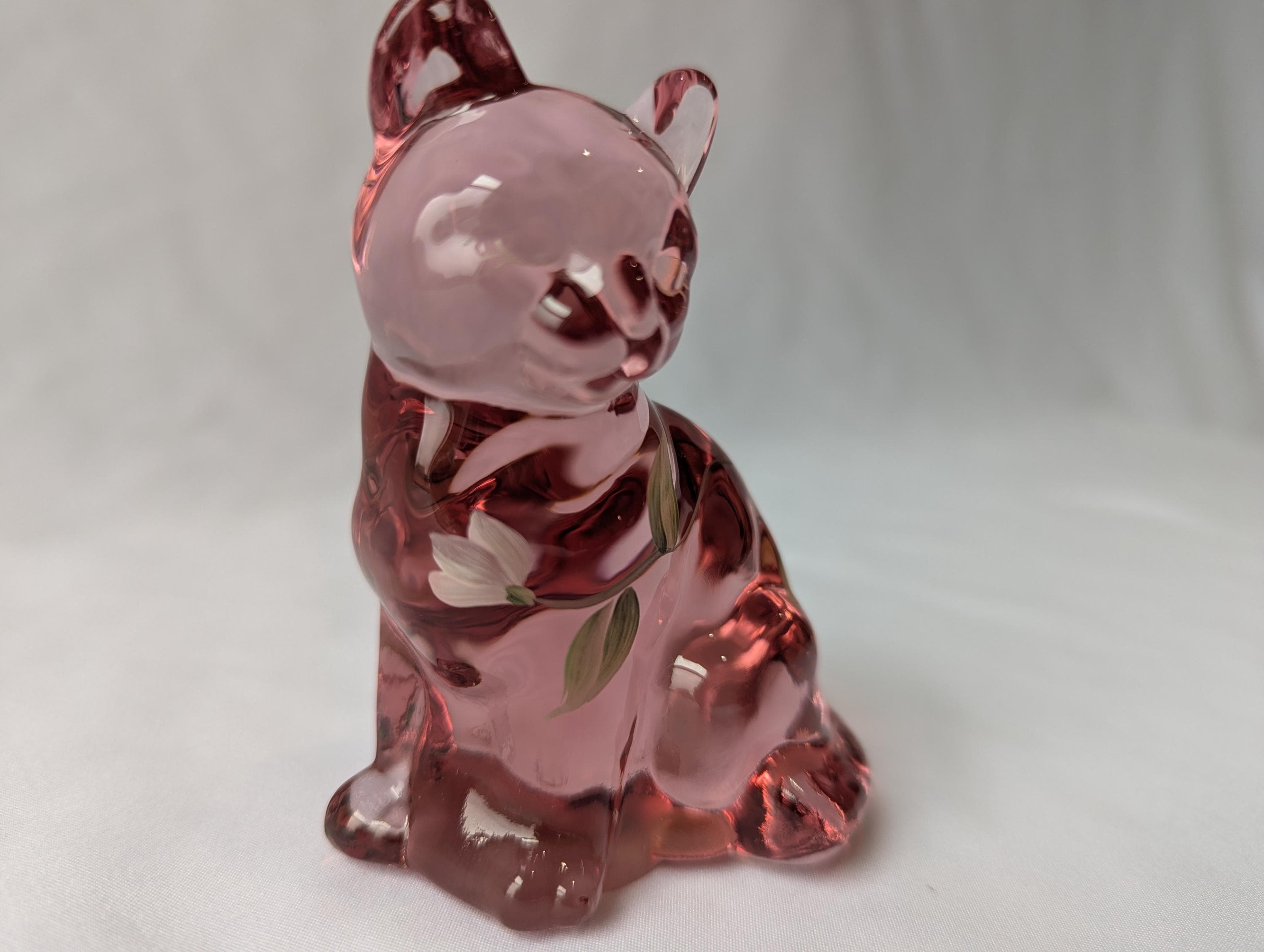 Fenton Glass Pink Cat - Etsy