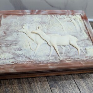 Gentleman’s Valet Carved Inoclay Stone and Maple Wood Box