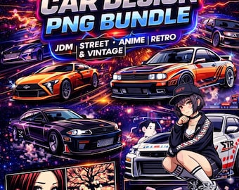300+ Car PNG Bundle Designs JDM Drift Racing Anime Car Graphics T-Shirt Design Pack Automotive Clipart Instant Download DTF Sublimation