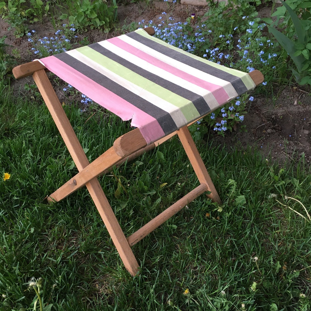 Vintage Folding Camp Stool Retro Camping 1960s 1970s Wood and Etsy