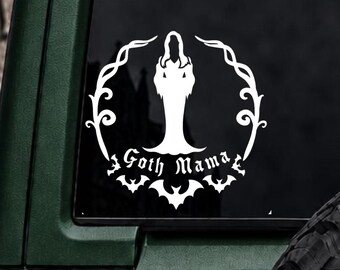 Goth Mama Vinyl Car Decal, Water Bottle Sticker, Gothic Car Decor, Holographic Vinyl Decal, Tumbler Laptop Sticker, Gothic Car Decor