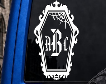 Goth Monogram Car Vinyl Decal, Water Bottle Sticker, Laptop Tumbler Sticker, Gothic Car Decal, Holographic Car Decal, Spooky Car Decal