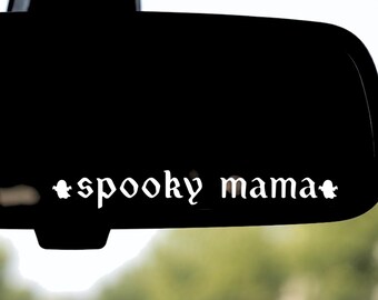 Spooky Mama Rearview Mirror Vinyl Decal, Water Bottle Sticker, Car Mirror Decal, Spooky Mama Car Decal, Holographic Decal, Spooky Car Decor