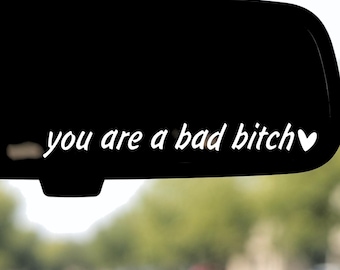 Bad Bitch Rear View Mirror Vinyl Decal, Water Bottle Sticker, Positive Affirmation Vinyl Decal, Holographic Mirror Decal, Car Decal