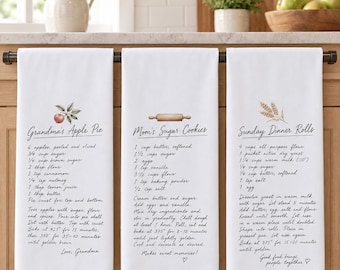 Custom Handwritten Recipe Kitchen Towel, Personalized Family Recipe Keepsake, Grandma’s Handwriting Memorial Gift, Christmas Gift for Mom