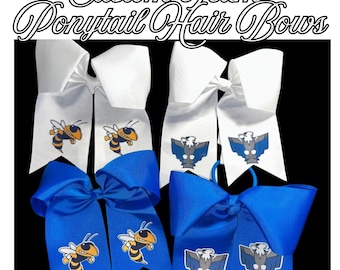 Lazos personalizados para coleta de equipo / Lazo personalizado para animadoras de equipo / Lazo personalizado para coleta con mascota escolar / Lazo para el cabello de baile de softbol / Lazo para el espíritu de equipo