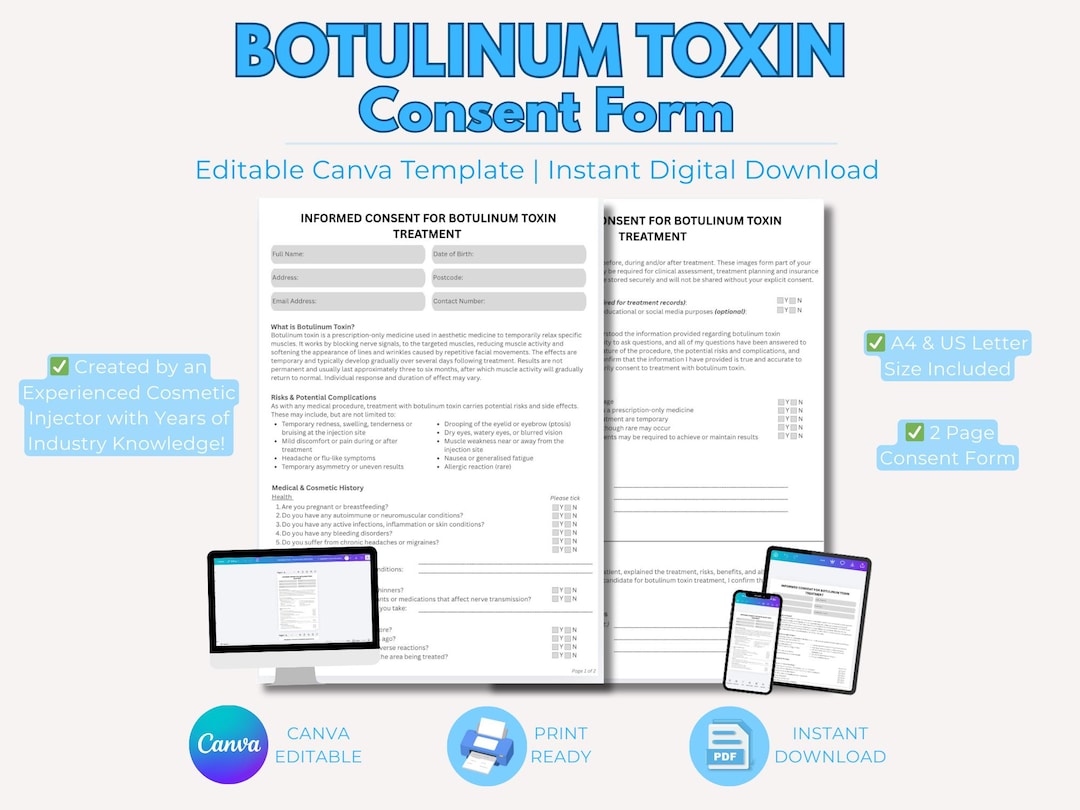 Botox Authorization Botox Consent Form Template | Botulinum Toxin Consent Form | Aesthetic ...